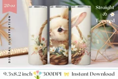 Easter Tumbler Wrap PNG, Cute Bunny Tumbler Design Product Image 1