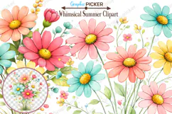 Whimsical Summer Flowers Clipart PNG, Watercolor Flower PNG Product Image 2