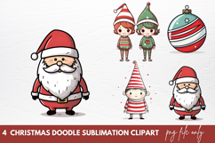 Christmas Doodle Sublimation Clipart, Christmas Doodle Product Image 1