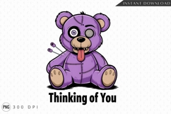 Creepy Stitched Teddy Bear Cartoon Character Sublimation PNG Product Image 1