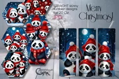 Christmas Panda | 6 Xmas Skinny Tumbler Sublimation Designs Product Image 1