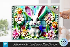 Rabbit With Flowers Cutting Board Sublimation Design Product Image 1