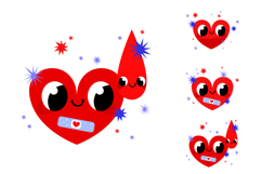Kawaii Blood Donation Heart Clipart Product Image 1