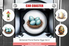 Floral Easter Eggs Car Coaster Product Image 1