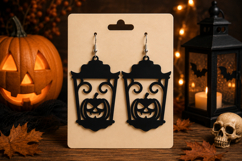 Halloween Lantern Earrings SVG - Laser Cut Spooky Earrings Product Image 1