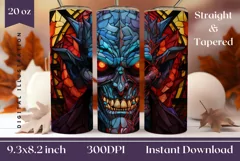 Stained Glass Halloween Monster Tumbler Wrap, Halloween PNG Product Image 1