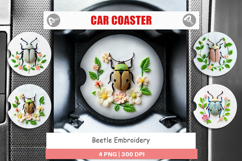 Car Coaster Beetle Embroidery Product Image 1