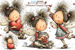 Whimsical Valentine Fairy Clipart, Valentine's Day PNG Product Image 1