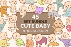 45 Set Bundle Cute Baby Babies Boy Toddler Clipart Toddler Product Image 1
