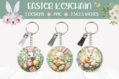 Stained Glass Bunny Keychain Template, Cute Bunny PNG Product Image 1