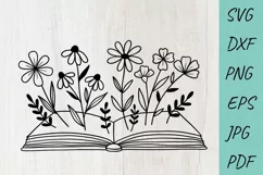 Book with Flowers SVG File, Book lover SVG, Bouquet SVG Product Image 1