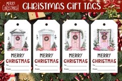 Christmas Door Gift Tag, Watercolor Winter Gift Tag Designs Product Image 1