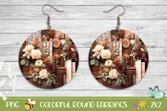 Boho Flowers Earrings, Wedding Round Earrings Product Image 1