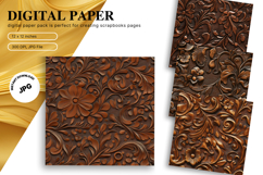 Flower Tooled Leather Western Background Wall Art Wallpaper Product Image 1