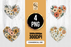 Floral Heart Botanical Clipart Sublimation PNG Product Image 1