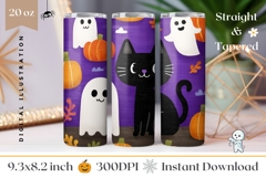 Cute Halloween Tumbler, Black Cat Tumbler Template Product Image 1