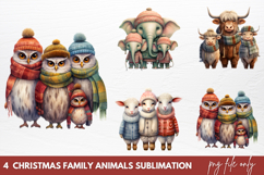 Christmas Family Animals Sublimation PNG Product Image 1
