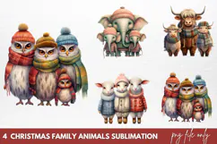 Christmas Family Animals Sublimation PNG Product Image 1