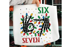 Six Seven 6 7 67 Meme Christmas Xmas PNG, Funny Skeleton PNG Product Image 4