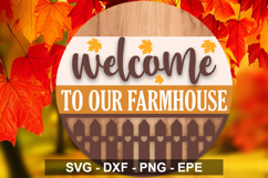 Farmhouse Fall Welcome Sign SVG | Round Door Hanger Design Product Image 2