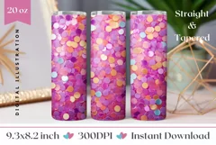 Pink Confetti Tumbler Wrap Design, Glitter Tumbler Design Product Image 1