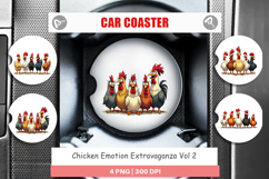 Chicken Emotion Car Coaster Product Image 1