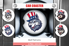Car Coaster Wolf Patriotic Product Image 1