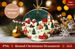 Cartoon Village Ornament Design, Cozy Winter Ornament Print Product Image 1