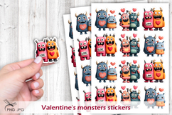 Valentine's monsters stickers- 6 Variations Product Image 1