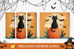 Bats Halloween Tumbler, Halloween Black Cat Tumbler Wrap Product Image 1