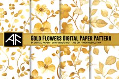 Gold Flowers Digital Paper Pattern Product Image 1
