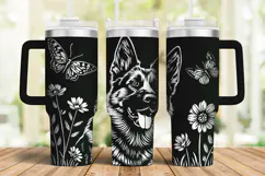 40oz Tumbler laser svg|German shepherd Dog Among Flowers Product Image 1