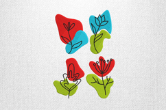 Colorful Abstract Botanical Line Art Embroidery Design Product Image 1