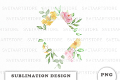 Watercolor Flowers Frame png Product Image 1
