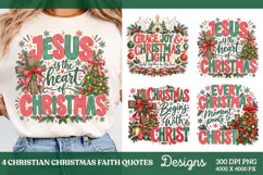4 Christian Christmas Shirt Designs, 4 Nativity Faith Quote Product Image 1