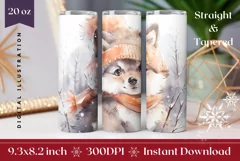 Christmas Tumbler Wrap Design, Watercolor Puppy Sublimation Product Image 1