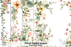 Floral digital paper, background clipart Product Image 1