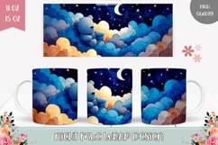 Watercolor Night Sky Mug Wrap, Moon Mug Template Product Image 1