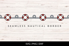 Seamless Nautical Life Ring Border SVG Product Image 1