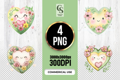 Cute Floral Heart Illustration Clipart Sublimation PNG Product Image 1