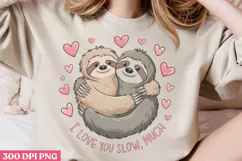 I Love You Slow Much PNG, Sloth Sublimation PNG Product Image 2