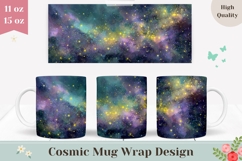 Glitter Mug Wrap Design, Celestial Mug Sublimation Product Image 1