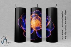 3d Neon Floral Skinny Tumbler Wrap Sublimation PNG Glowing Product Image 1