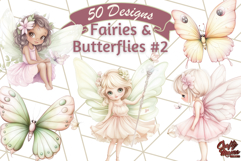 Whimsical Fairies and Butterflies PNG, Pastel Fantasy Art Product Image 1