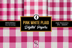 Pink White Plaid Digital Paper Pattern Product Image 1
