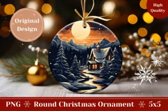 Winter House Ornament Sublimation, Winter Village Ornament Product Image 1