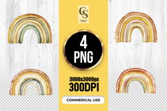 Boho Watercolor Rainbow Illustration Clipart Sublimation PNG Product Image 1