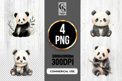 Cute Panda Bear Watercolor Clipart Sublimation PNG Product Image 1