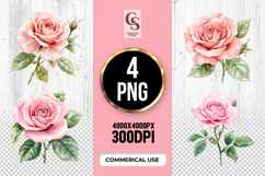 Soft Pink Rose Flower Clipart Sublimation PNG Product Image 1