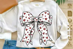 Valentine's Day Coquette Bow PNG, Red Heart Valentine's Product Image 1